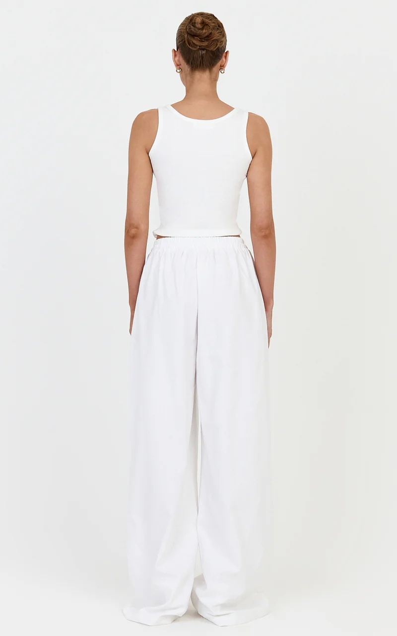 Vivienne Pants - Linen Blend Wide Leg Pants in Ivory