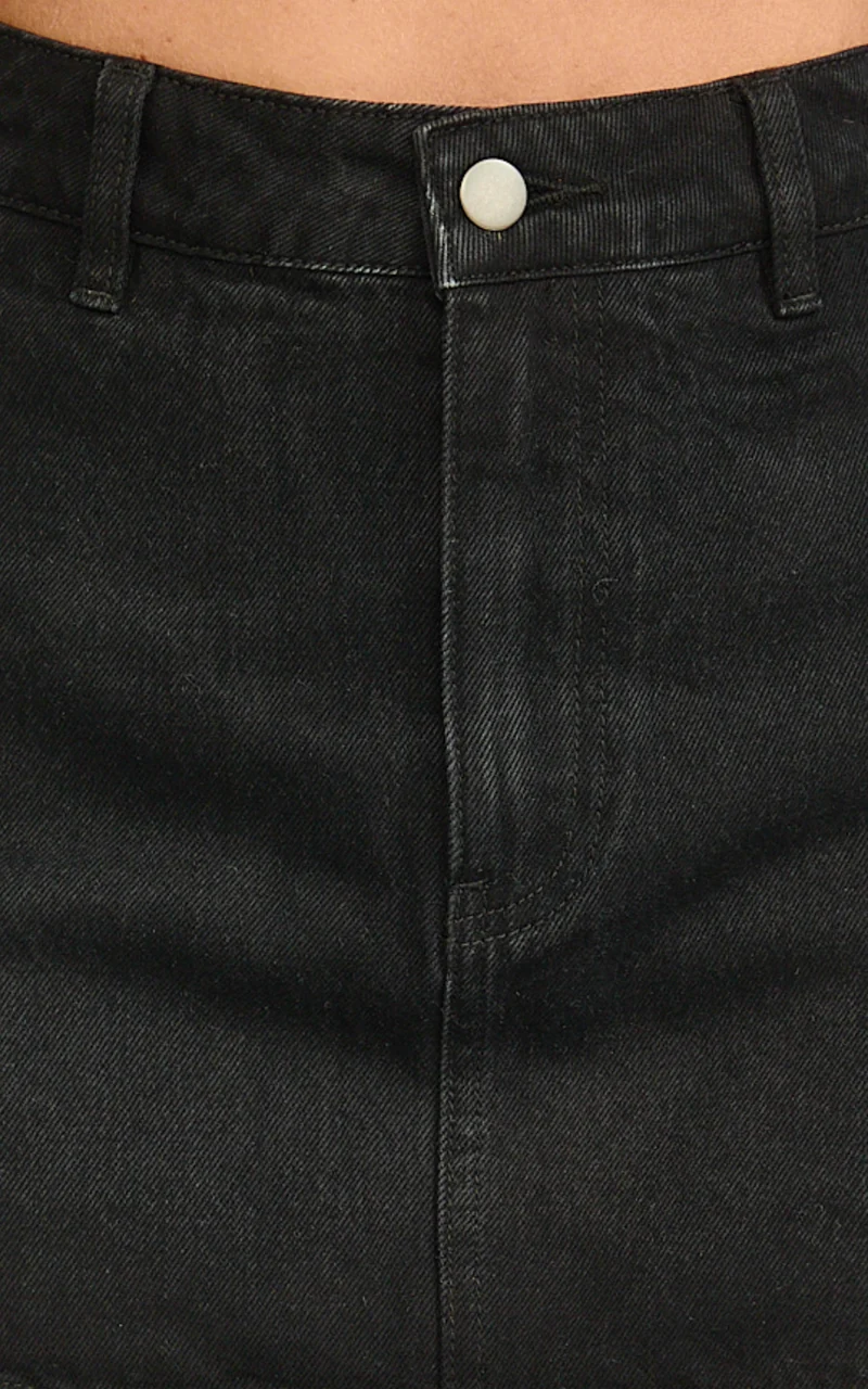 Walton Skort - Mid Waisted Recycled Denim Skort in Buster Black