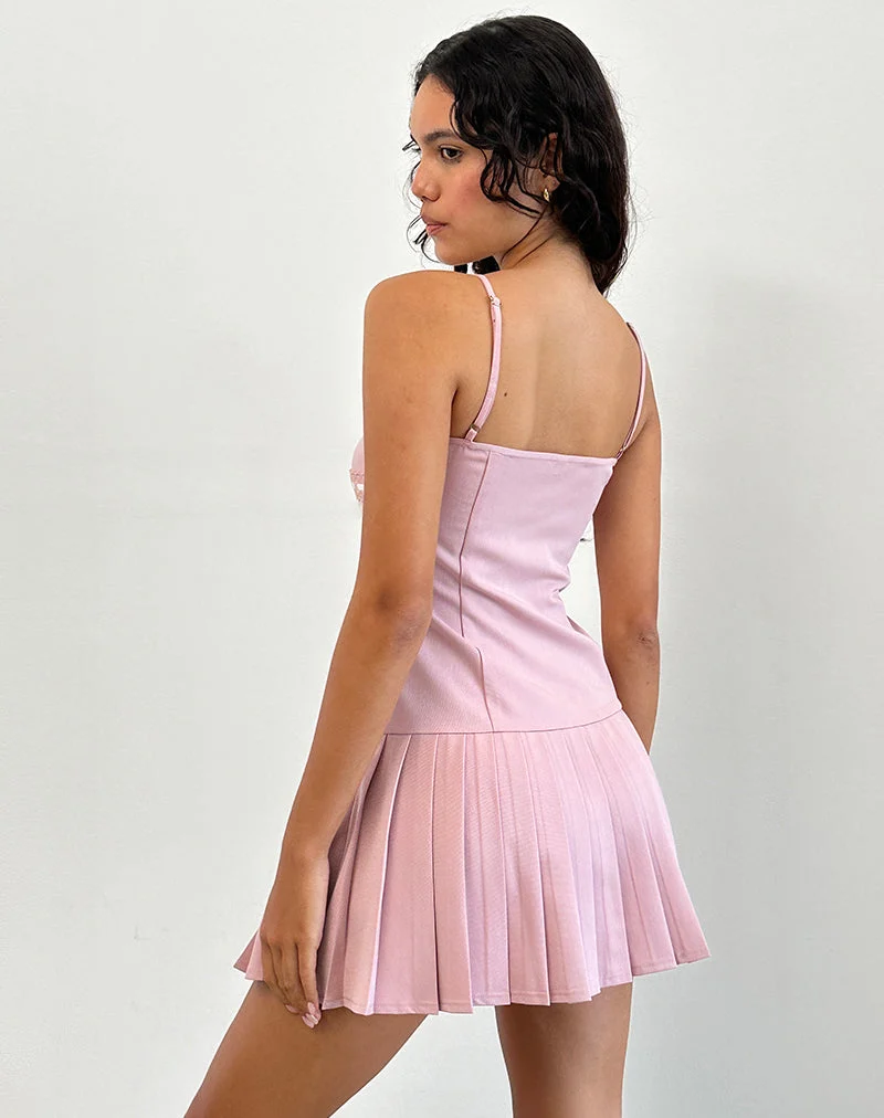Robe Wimala en rose foncé avec bordures blanches