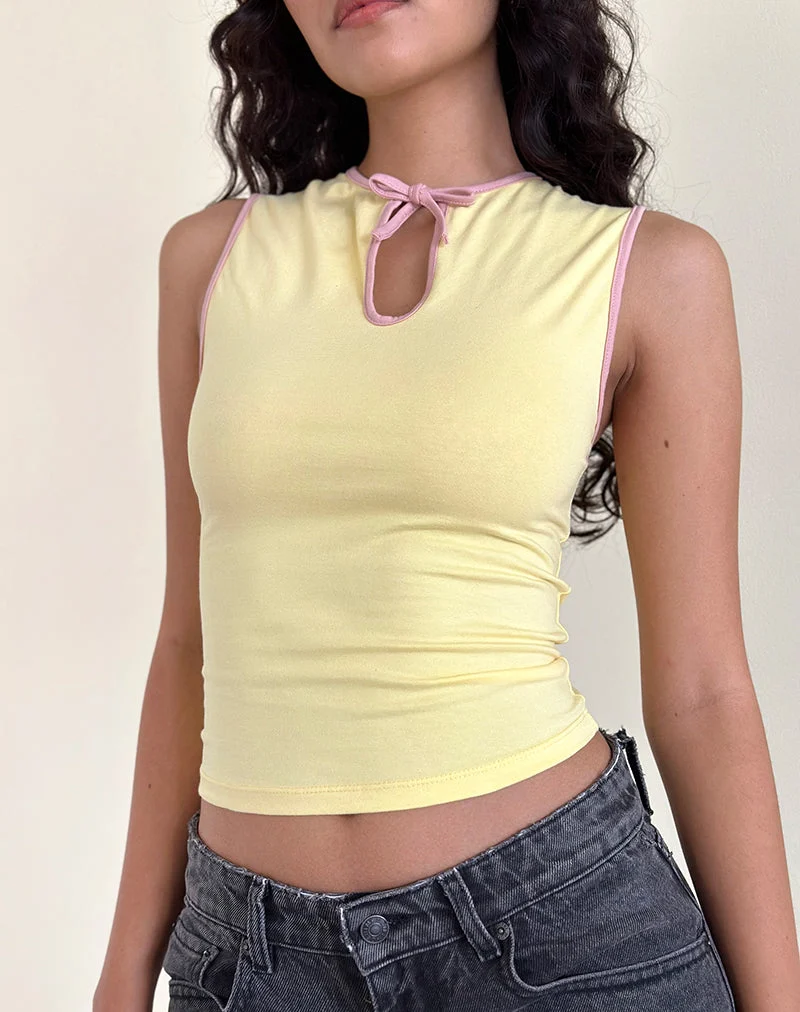 Top Monsela en Buttermilk avec reliure Ballet Pink