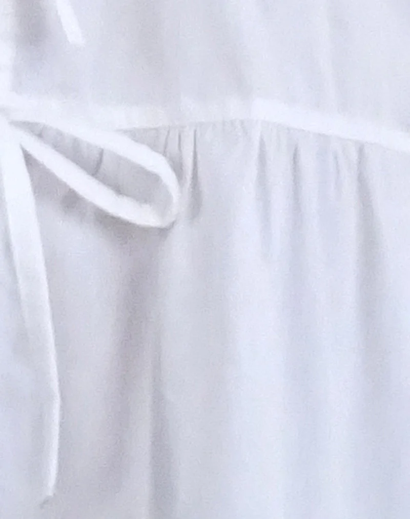 Chemise à manches bouffantes Medda en popeline blanche