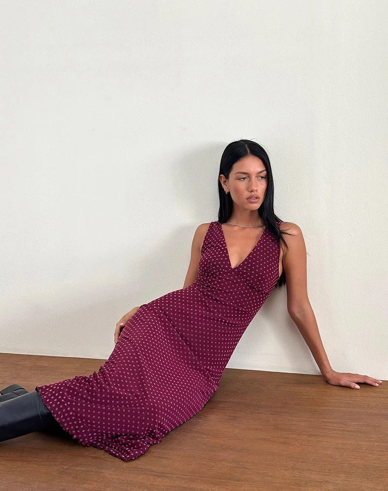 Robe Gabriella en flocon de pois basique Berry
