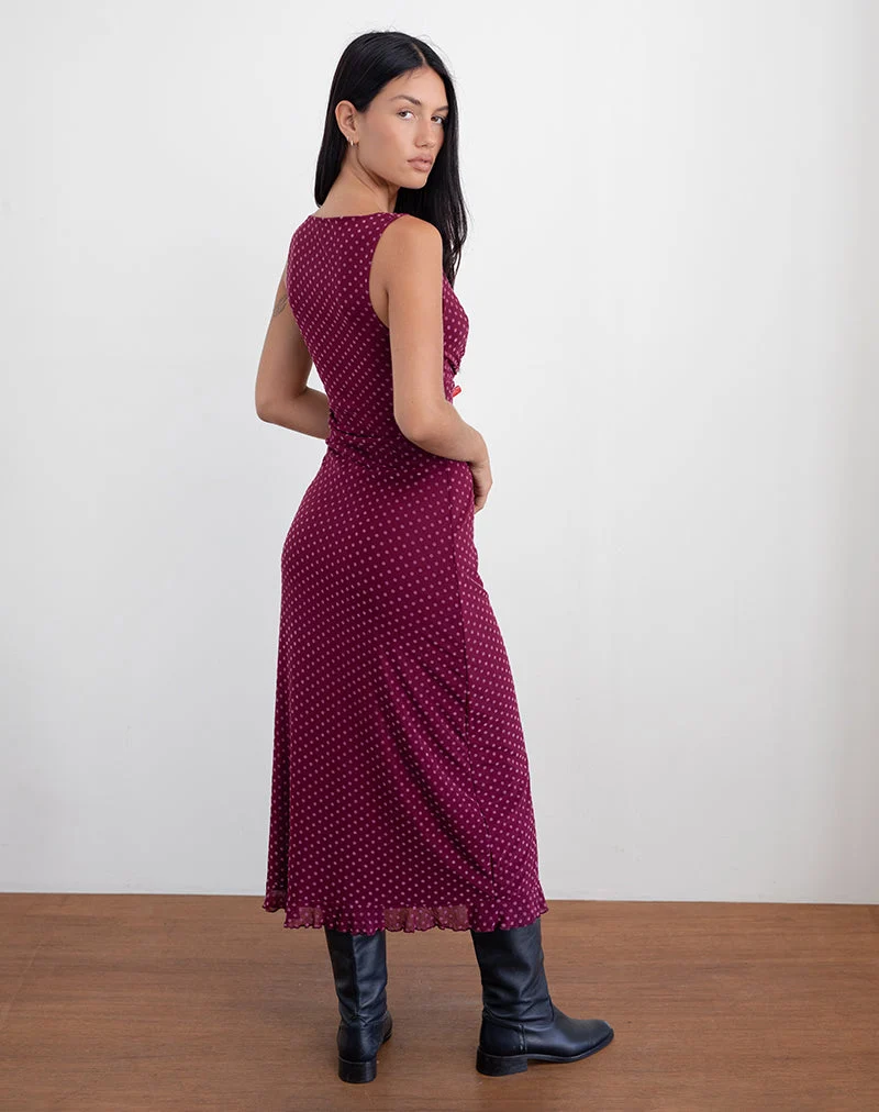 Robe Gabriella en flocon de pois basique Berry