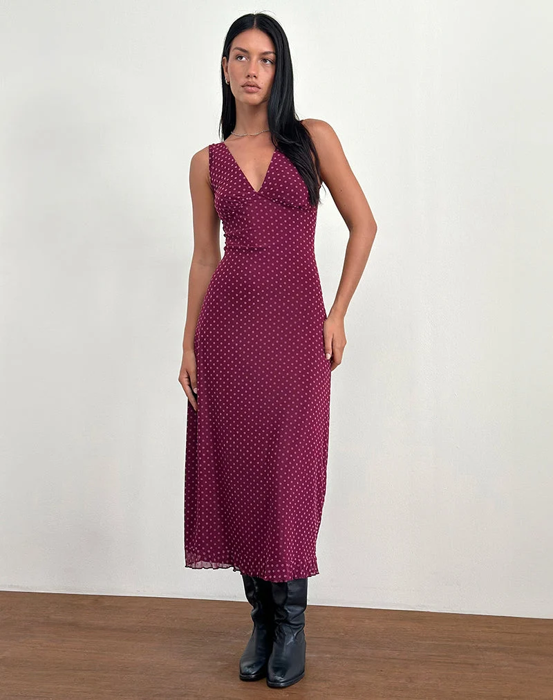 Robe Gabriella en flocon de pois basique Berry