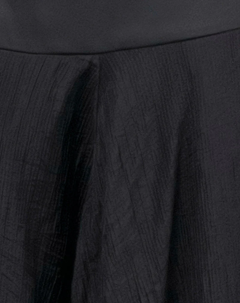 Jupe midi en mousseline de satin Diera, noire