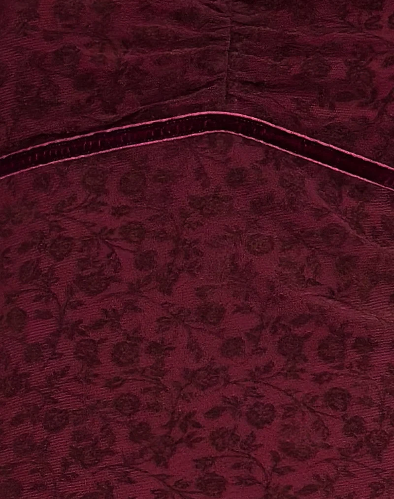 Mini robe Luth, Ditsy Flocked Burnt Maroon