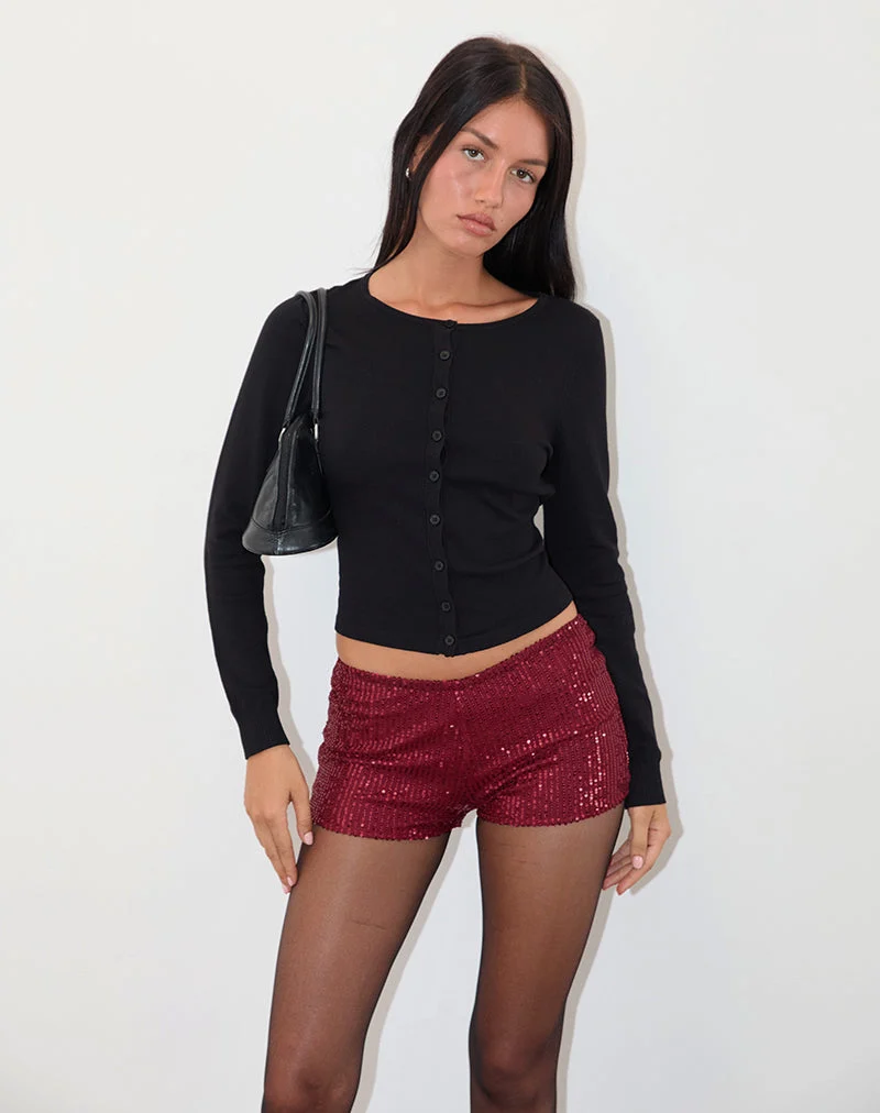 Micro-short Erna en drapé Mini Sequin Maroon