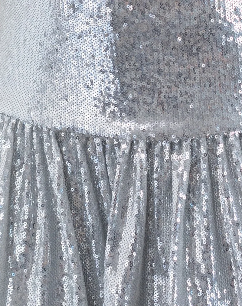 Mini robe Rone en paillettes chromées argentées