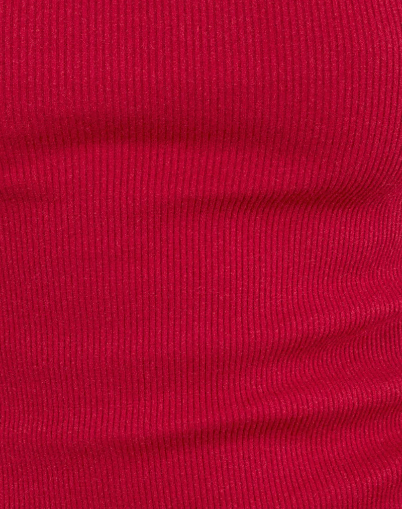 Cariter Racer Vest Top in Ribbed Adrenaline Red