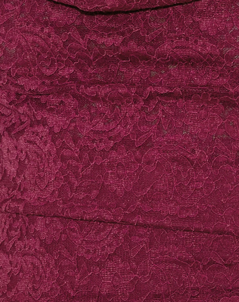 Samwell Halterneck Top in Paisley Lace Burgundy (Top dos nu en dentelle marguerite)