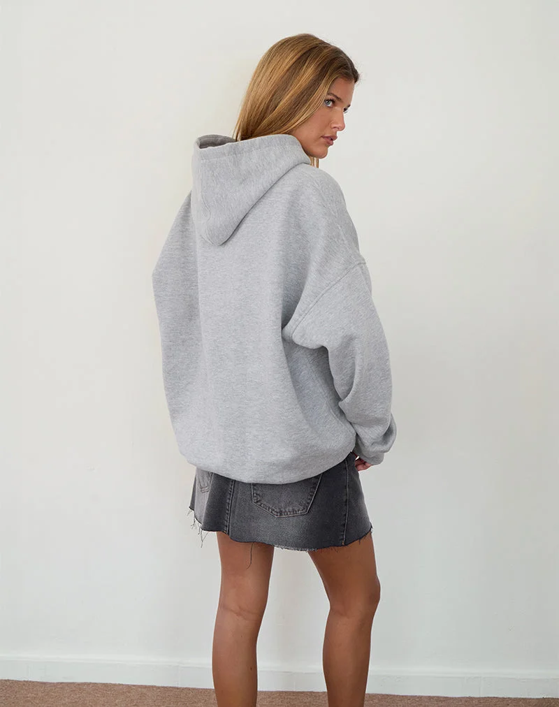 Sweat à capuche surdimensionné en gris marron avec imprimé I Love 2010's