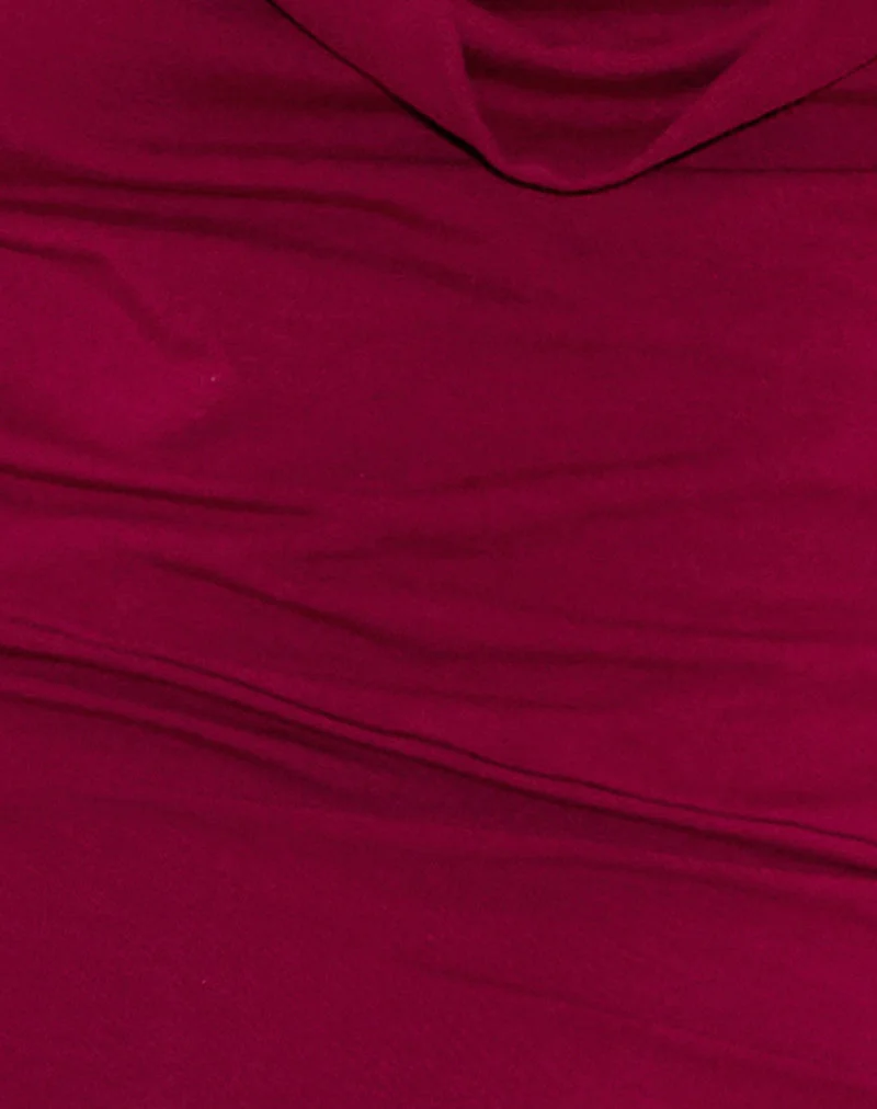 Mini robe plongeante Pramita en jersey Bourgogne