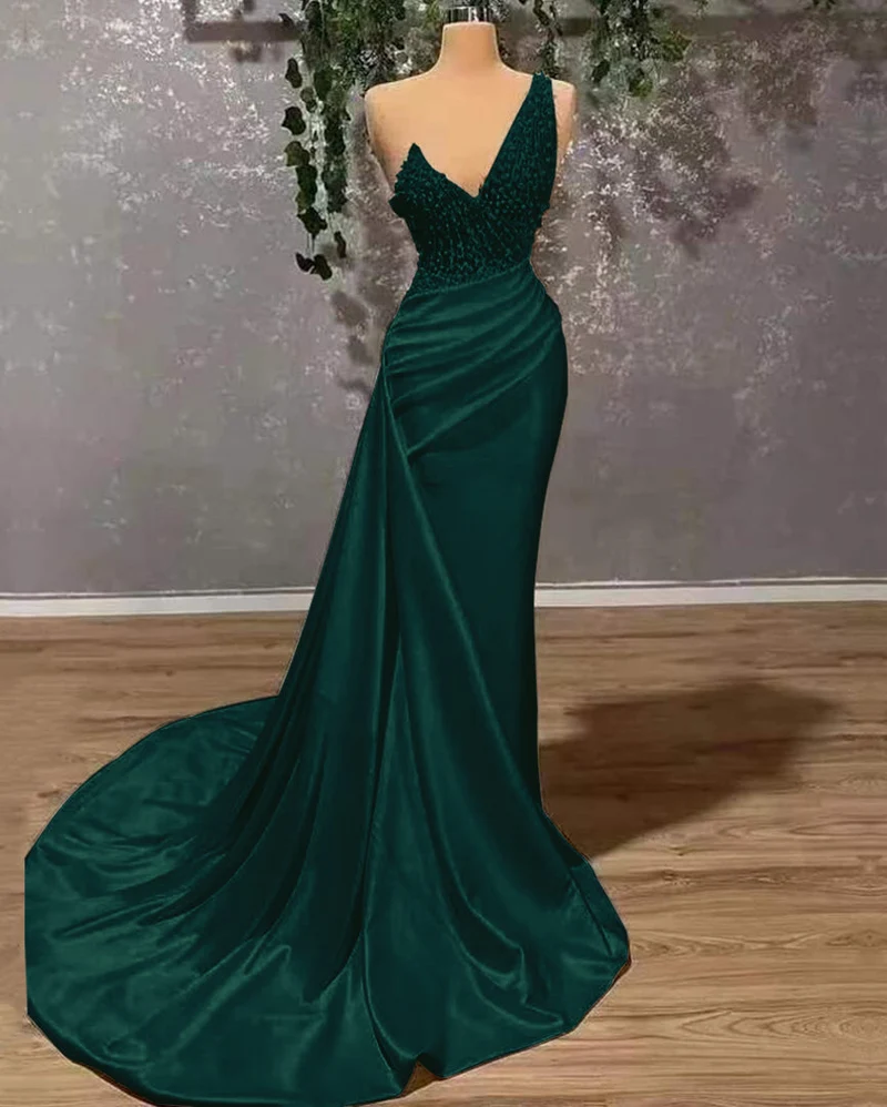 Robe de bal sirène ivoire asymétrique - Élégante robe à volants appliqués