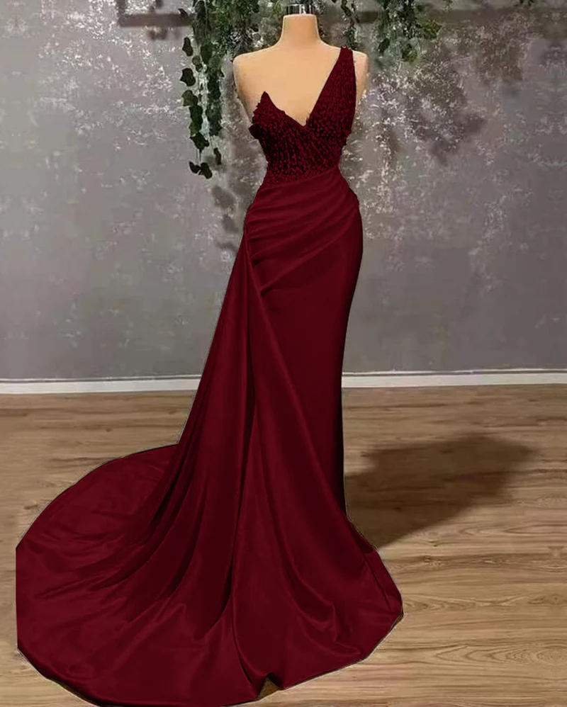 Robe de bal sirène ivoire asymétrique - Élégante robe à volants appliqués