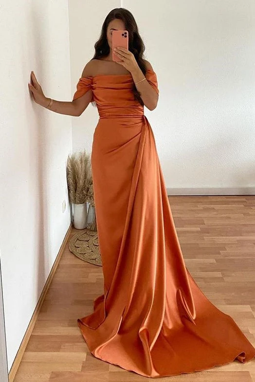 Robe de bal sirène élégante sans bretelles, épaules dénudées, à volants, longue traîne