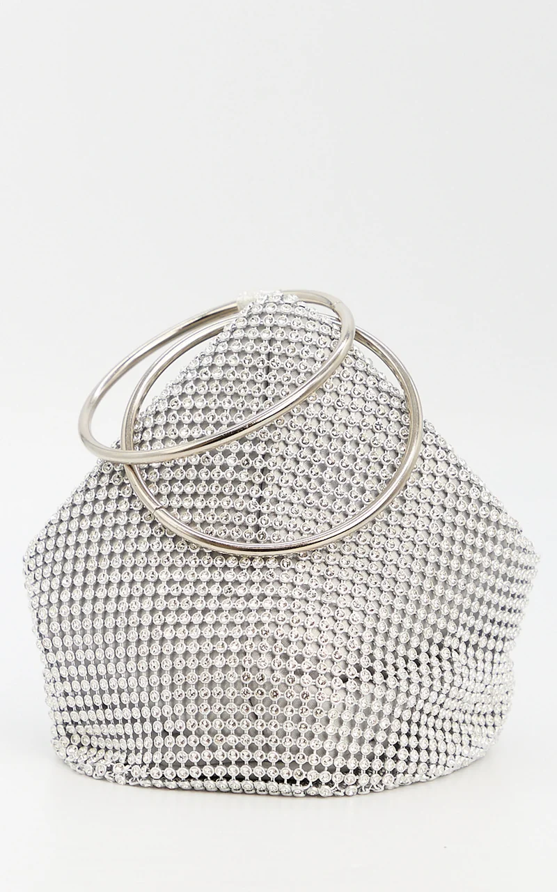 Adelyn Bag - Ring Handle Sequin Bag in Silver