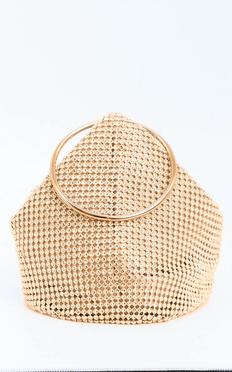Adelyn Bag - Ring Handle Sequin Bag in Gold