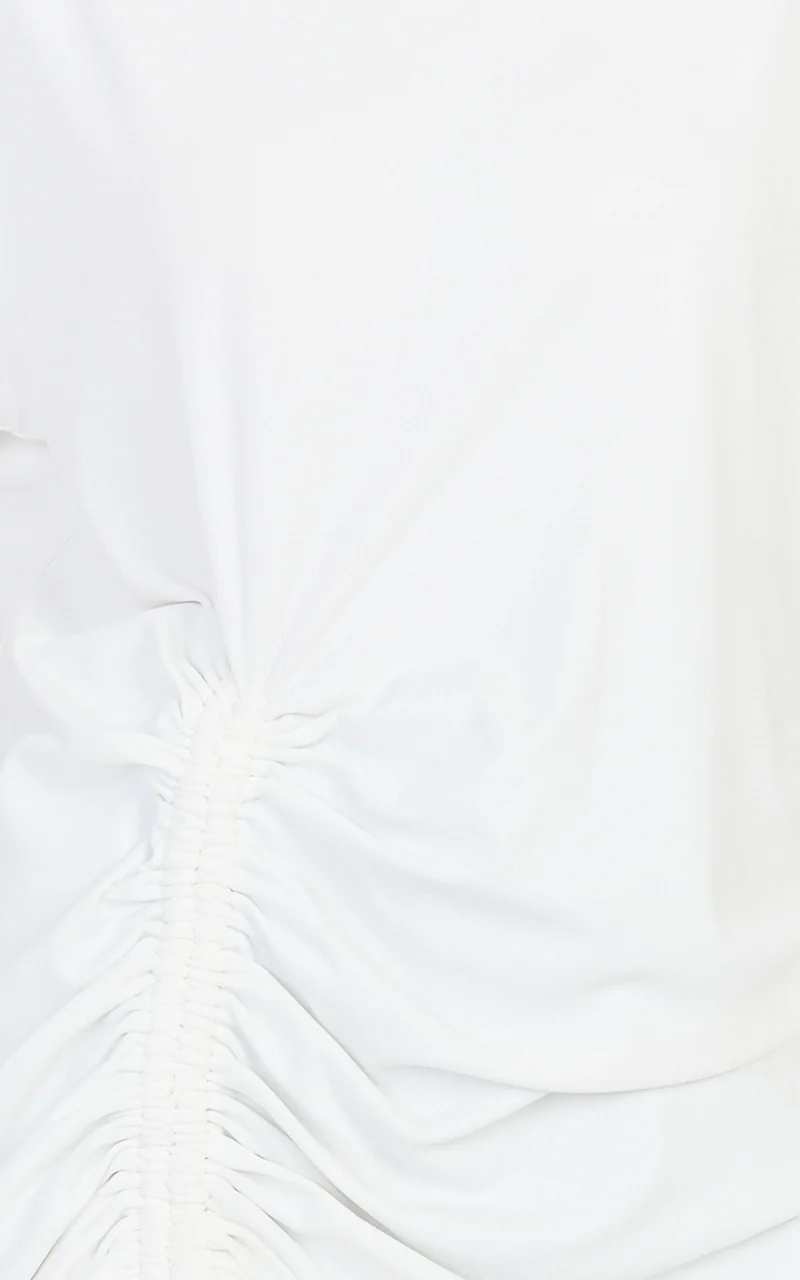 June Top - Longline T Shirt With Ruched Detail in Ivory