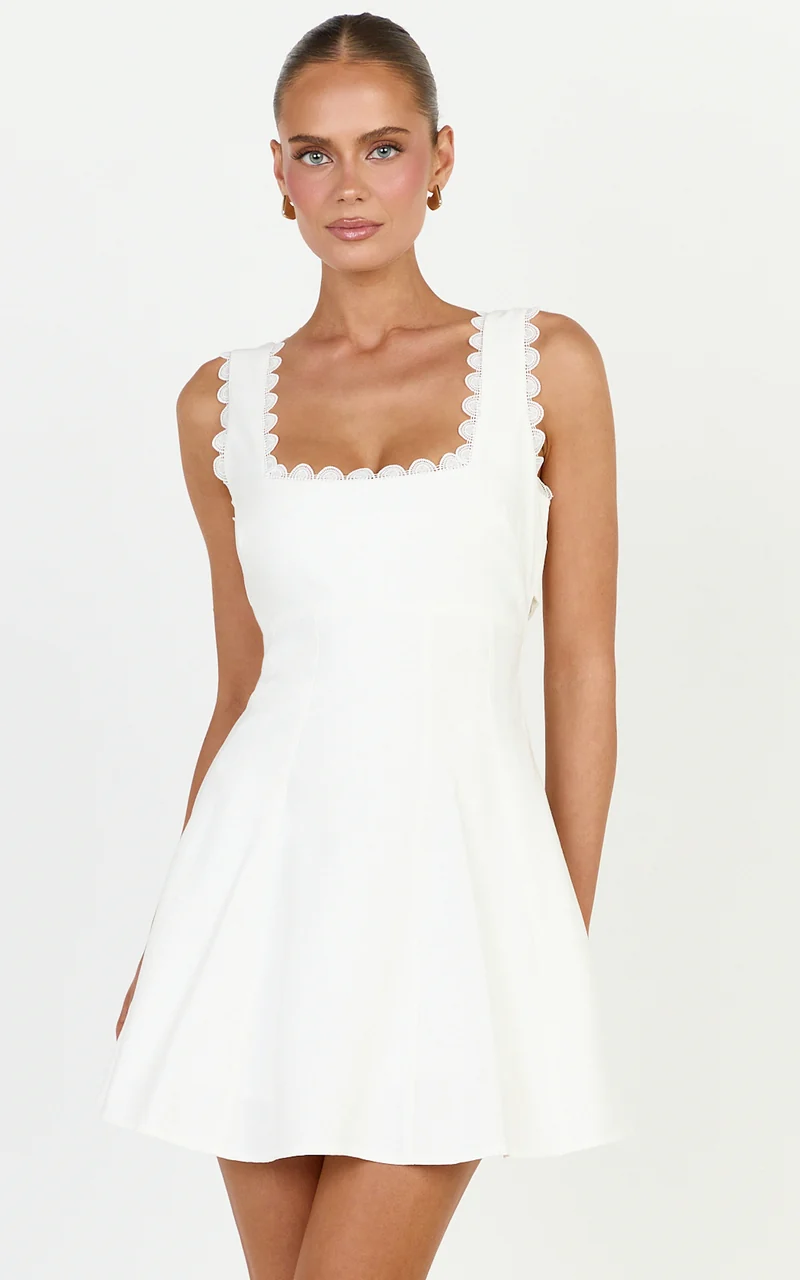 Tracey Mini Dress - Fit And Flare Dress in White