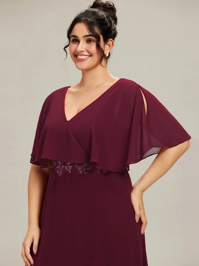 pretty MAXINE|Robe longue de soirée en mousseline de soie grande taille