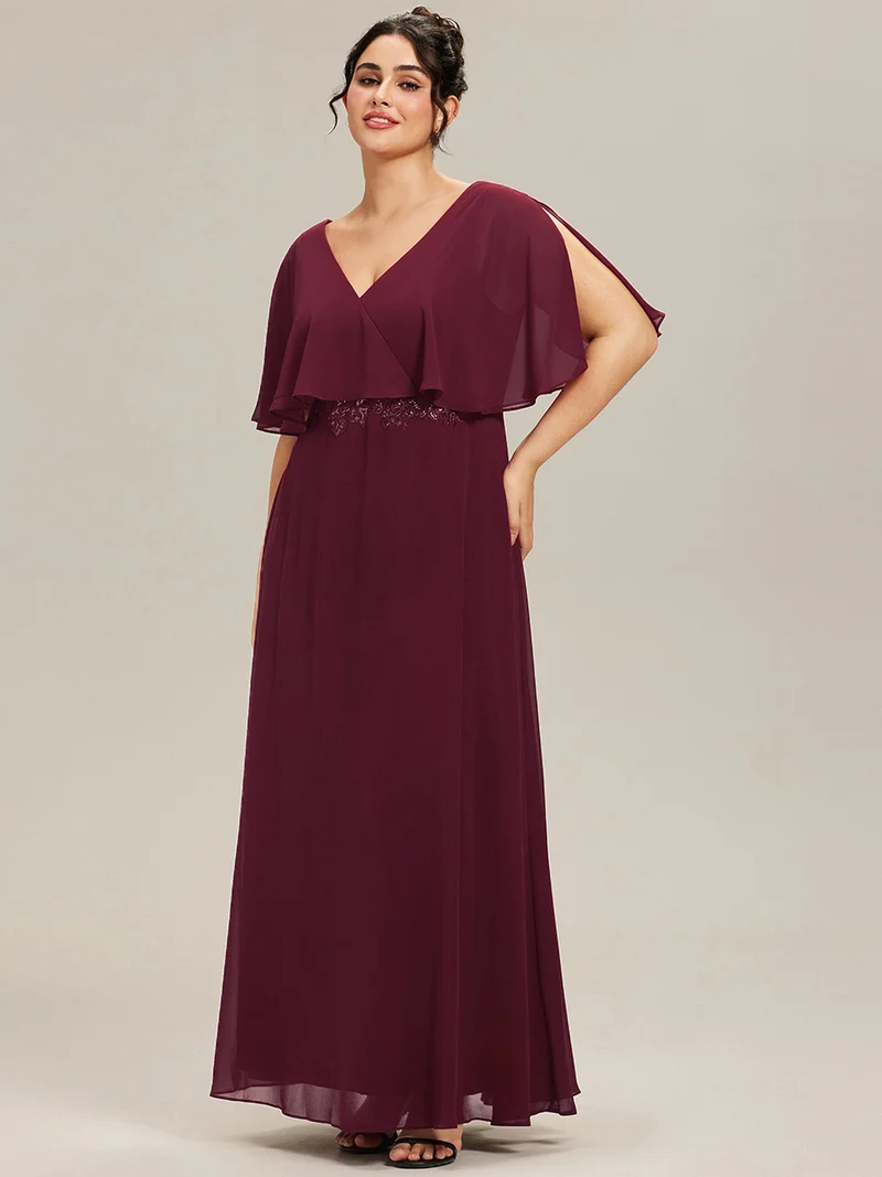 pretty MAXINE|Robe longue de soirée en mousseline de soie grande taille