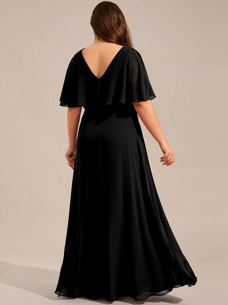 pretty MAXINE|Robe longue de soirée en mousseline de soie grande taille
