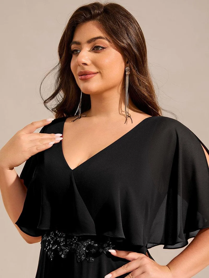 pretty MAXINE|Robe longue de soirée en mousseline de soie grande taille