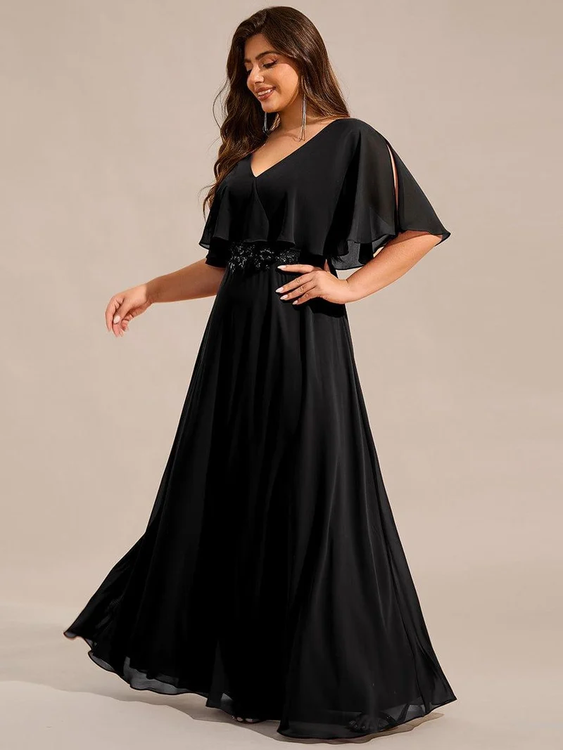 pretty MAXINE|Robe longue de soirée en mousseline de soie grande taille
