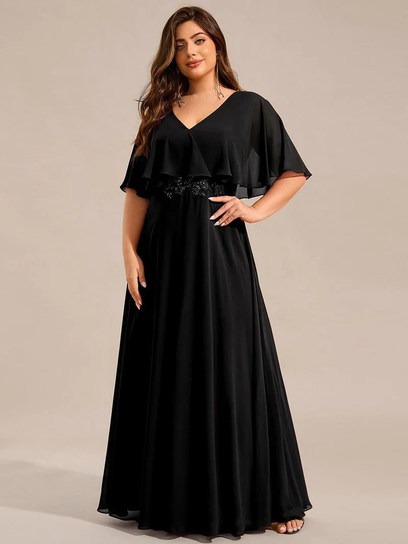 pretty MAXINE|Robe longue de soirée en mousseline de soie grande taille