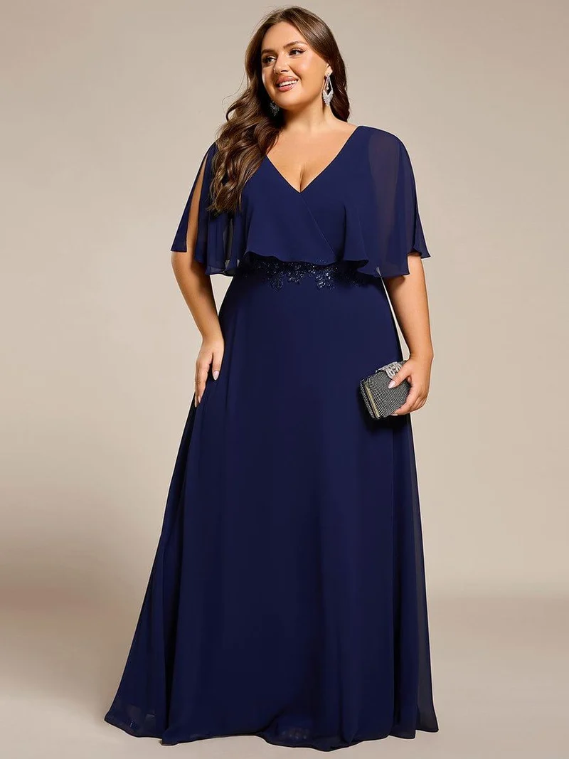 pretty MAXINE|Robe longue de soirée en mousseline de soie grande taille