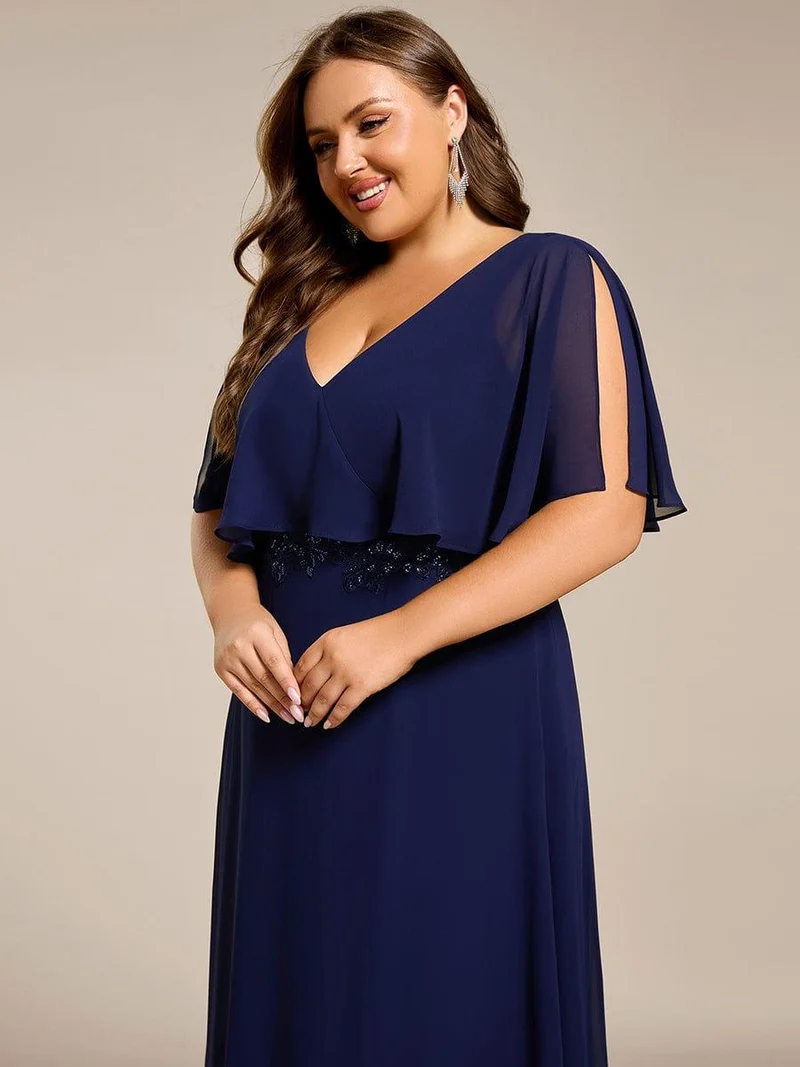 pretty MAXINE|Robe longue de soirée en mousseline de soie grande taille