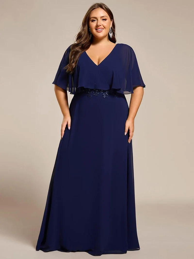 pretty MAXINE|Robe longue de soirée en mousseline de soie grande taille