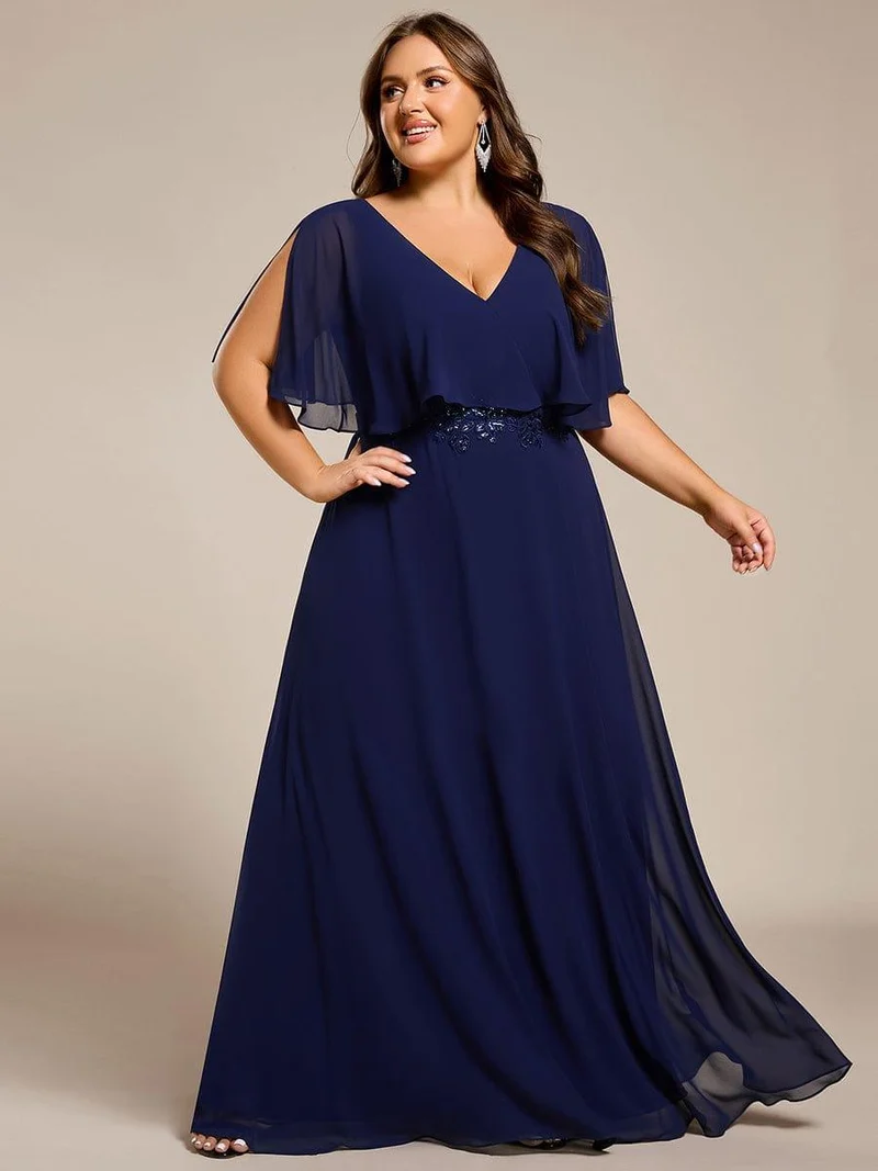 pretty MAXINE|Robe longue de soirée en mousseline de soie grande taille