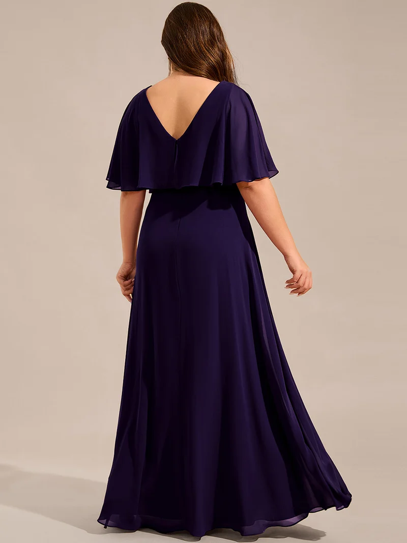 pretty MAXINE|Robe longue de soirée en mousseline de soie grande taille