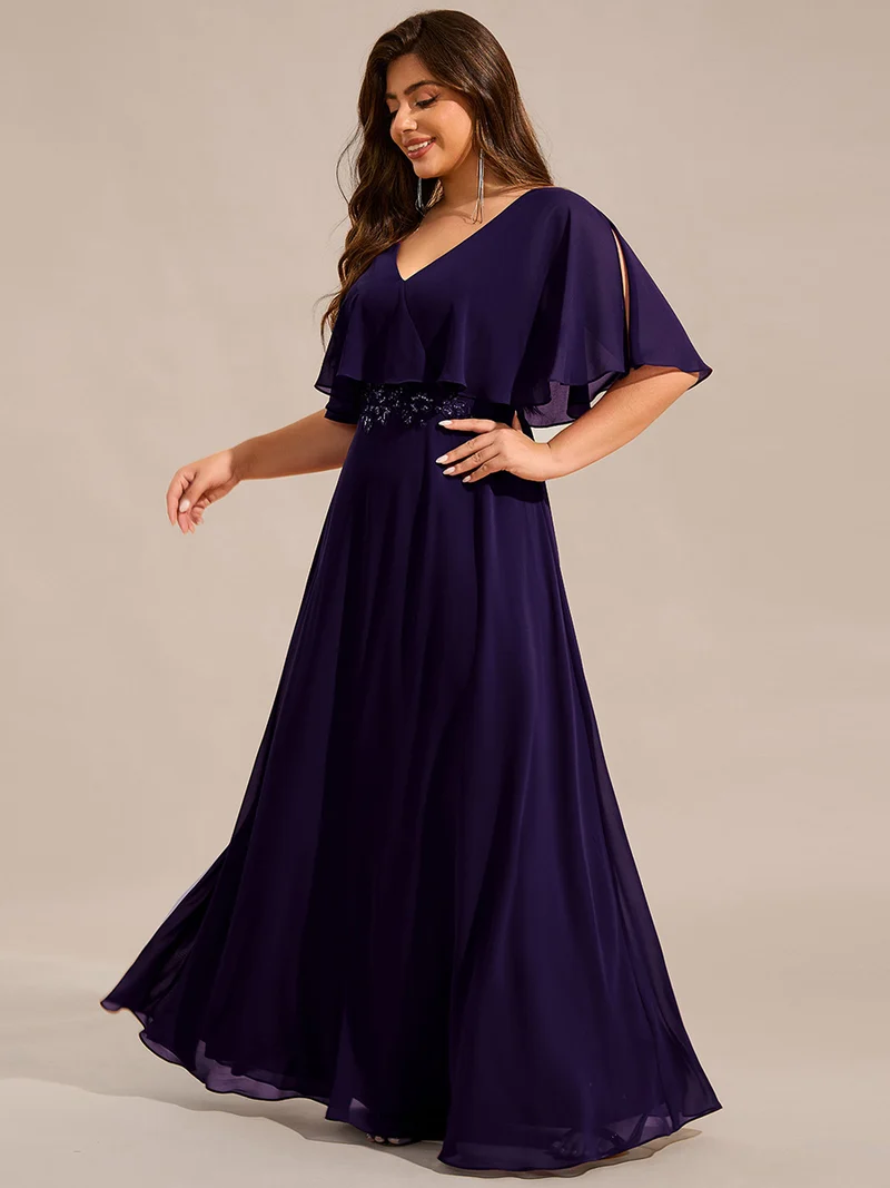 pretty MAXINE|Robe longue de soirée en mousseline de soie grande taille
