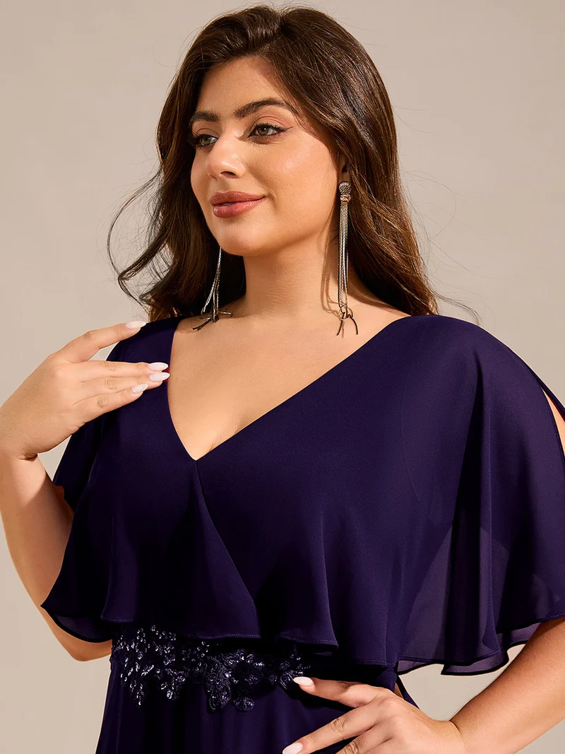 pretty MAXINE|Robe longue de soirée en mousseline de soie grande taille