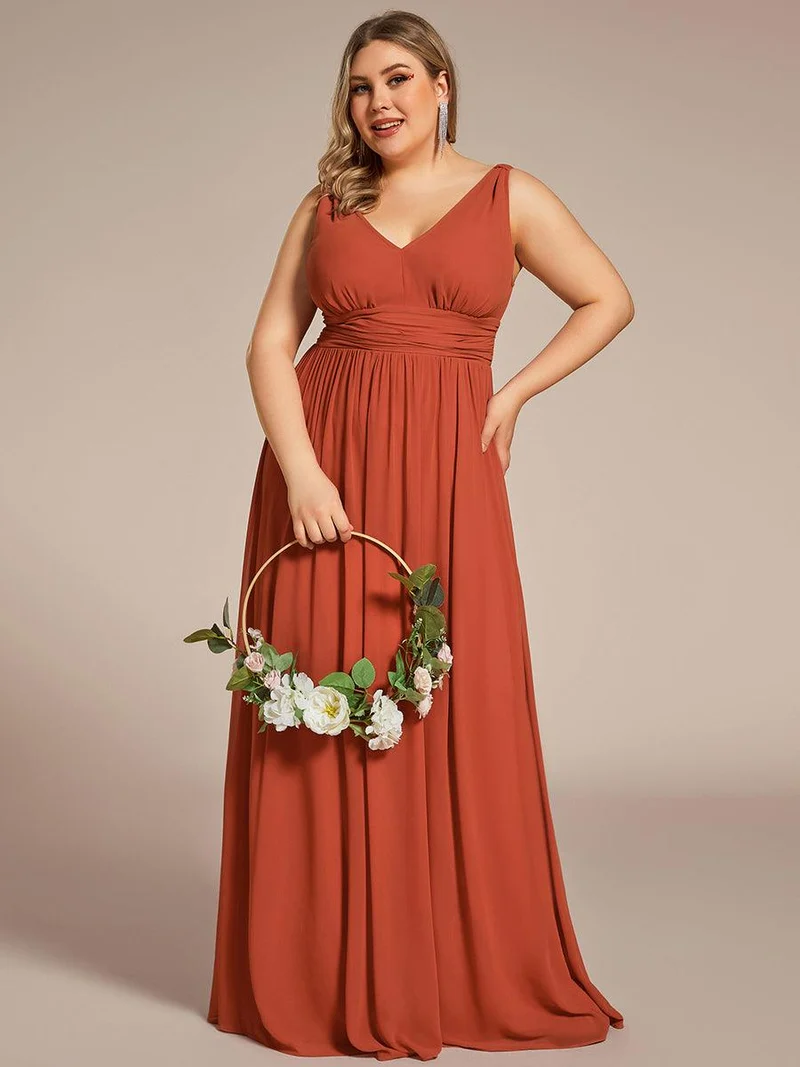 pretty HUSH|Robe de demoiselle d'honneur en mousseline de soie à col en V grande taille