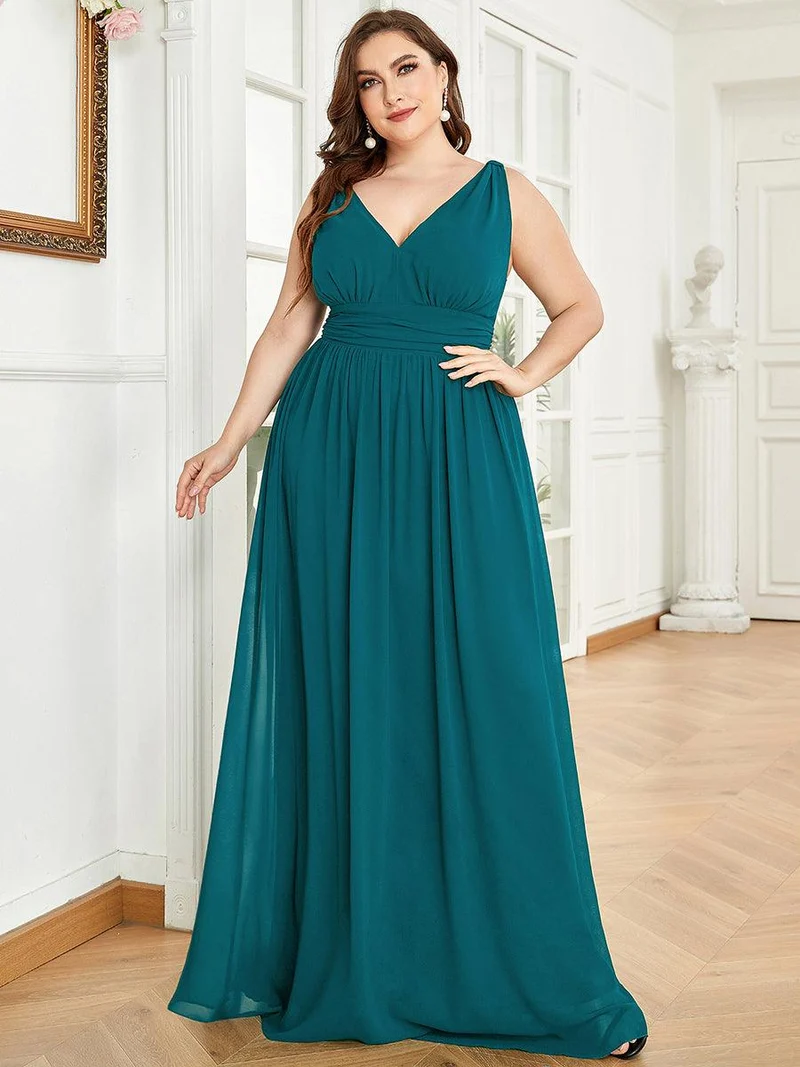 pretty HUSH|Robe de demoiselle d'honneur en mousseline de soie à col en V grande taille