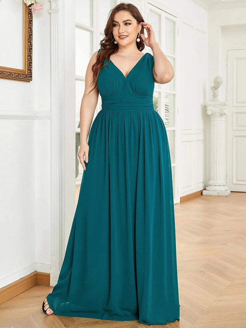 pretty HUSH|Robe de demoiselle d'honneur en mousseline de soie à col en V grande taille