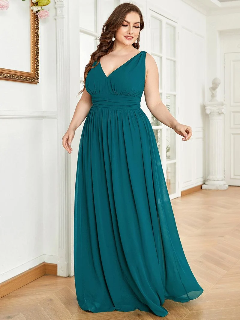 pretty HUSH|Robe de demoiselle d'honneur en mousseline de soie à col en V grande taille
