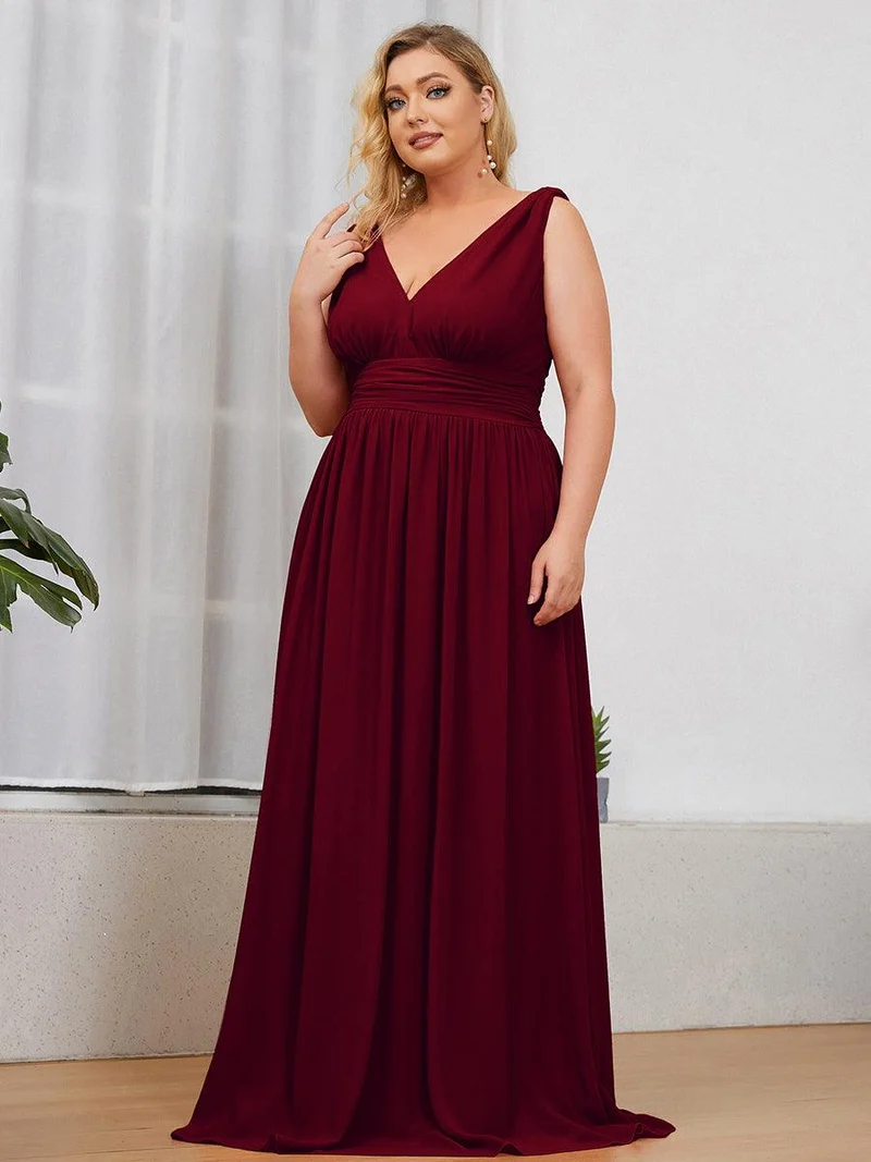 pretty HUSH|Robe de demoiselle d'honneur en mousseline de soie à col en V grande taille