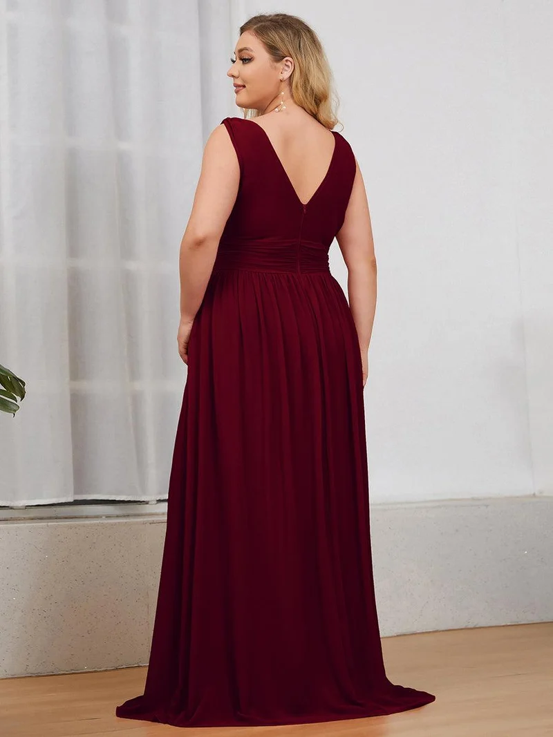 pretty HUSH|Robe de demoiselle d'honneur en mousseline de soie à col en V grande taille