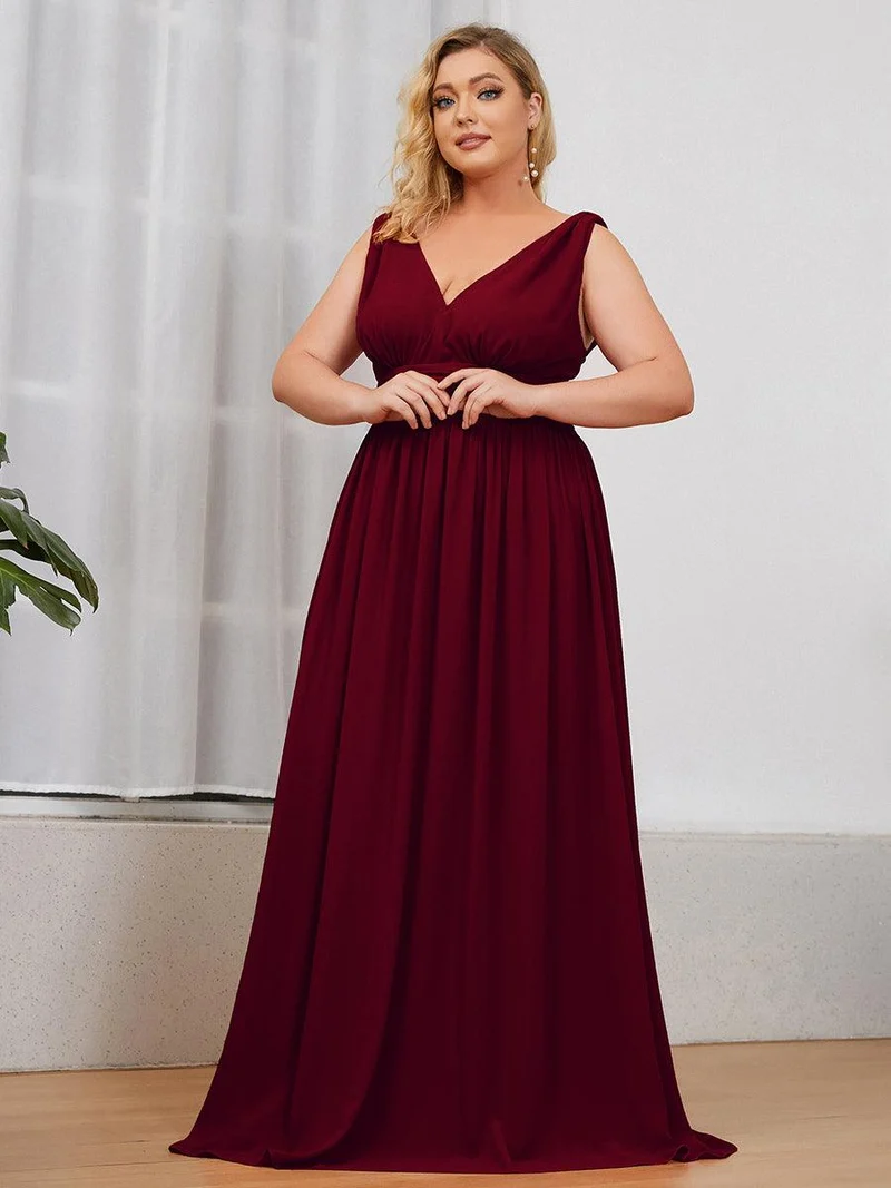 pretty HUSH|Robe de demoiselle d'honneur en mousseline de soie à col en V grande taille