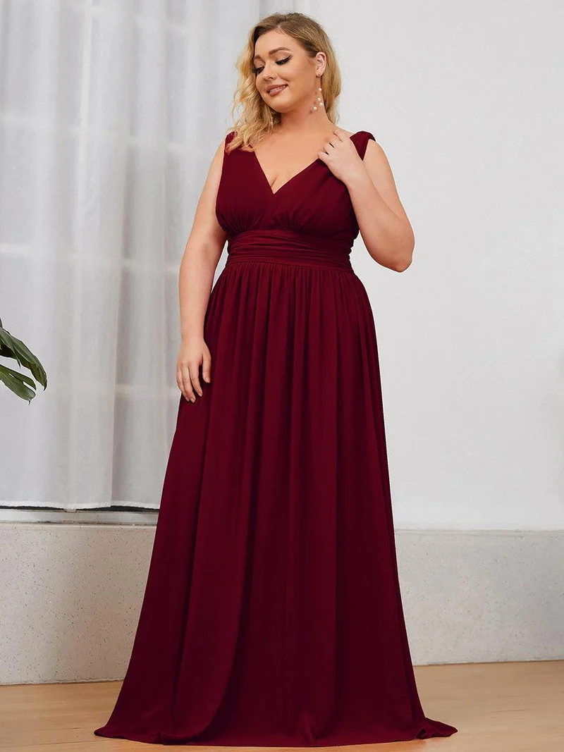 pretty HUSH|Robe de demoiselle d'honneur en mousseline de soie à col en V grande taille
