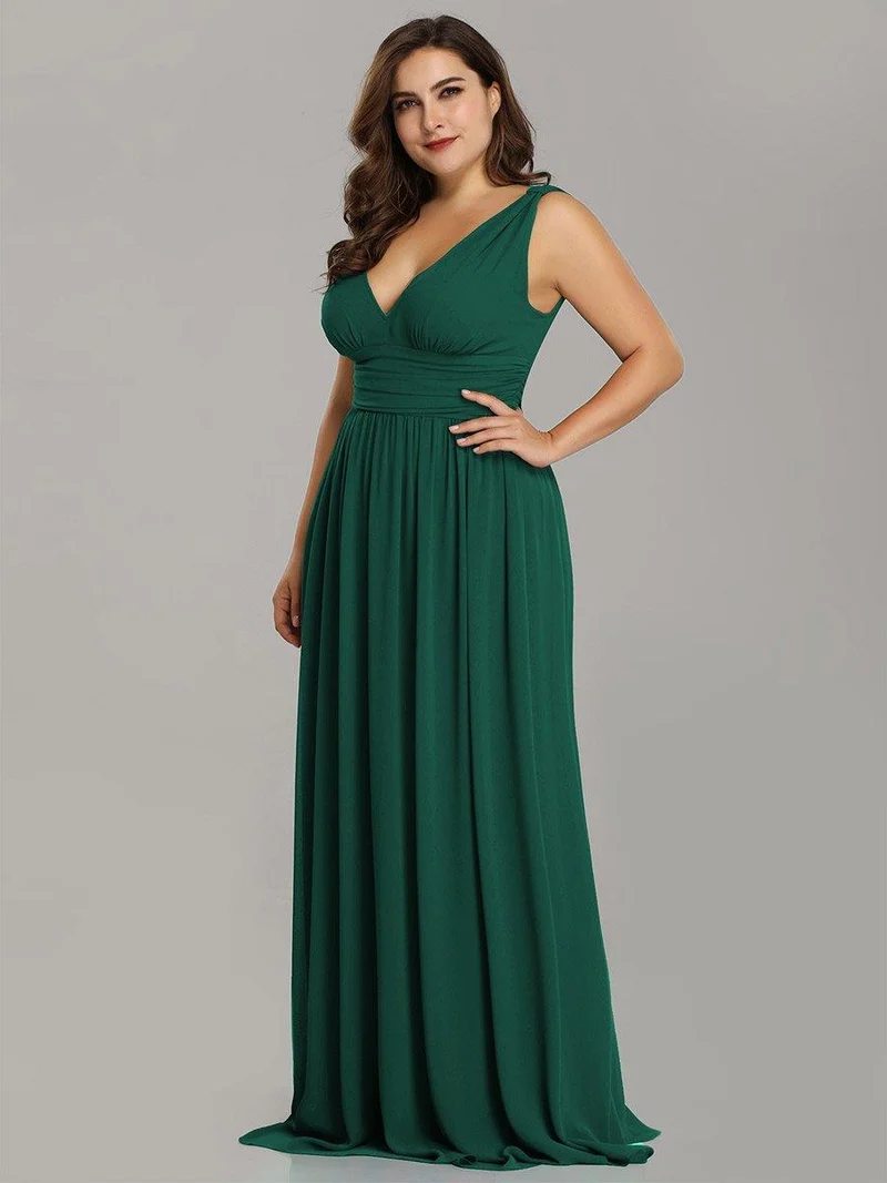 pretty HUSH|Robe de demoiselle d'honneur en mousseline de soie à col en V grande taille