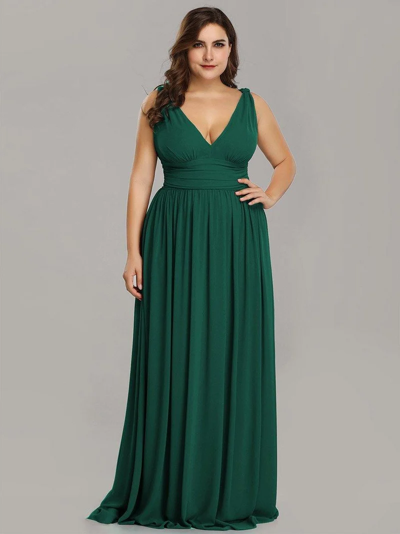 pretty HUSH|Robe de demoiselle d'honneur en mousseline de soie à col en V grande taille
