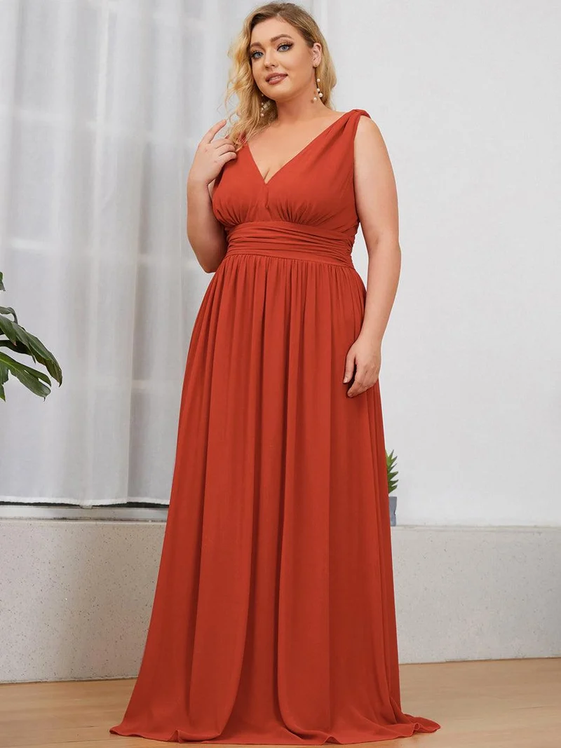 pretty HUSH|Robe de demoiselle d'honneur en mousseline de soie à col en V grande taille