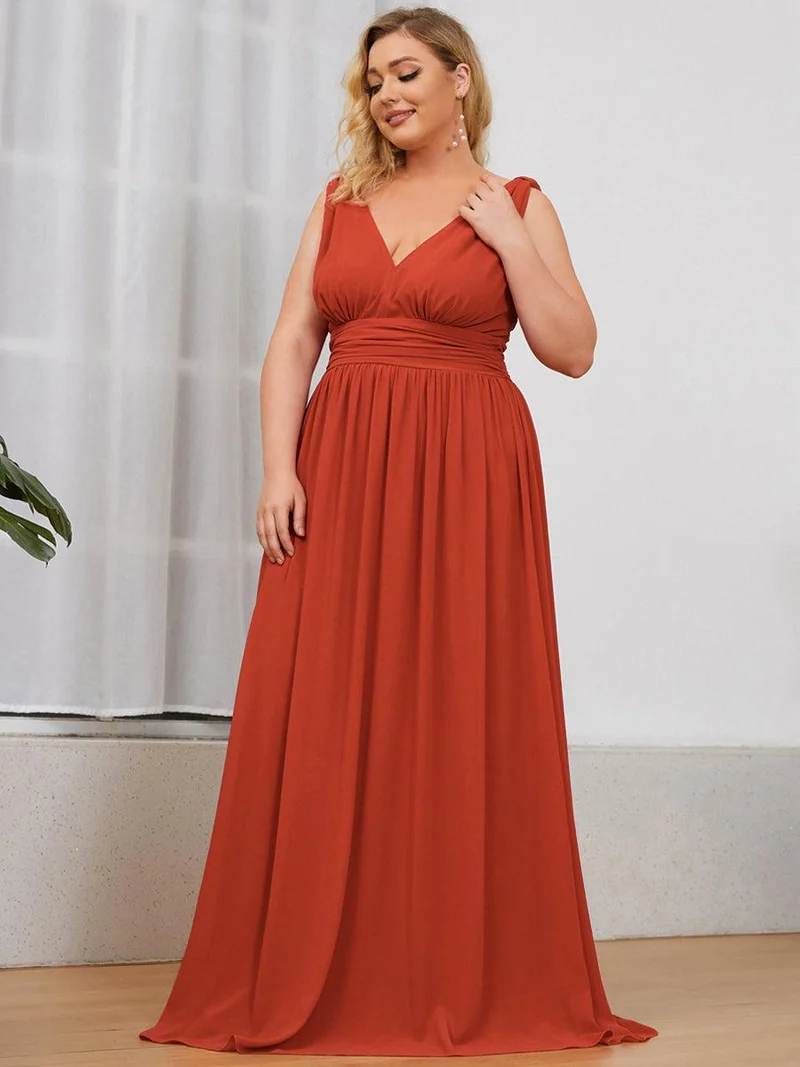 pretty HUSH|Robe de demoiselle d'honneur en mousseline de soie à col en V grande taille
