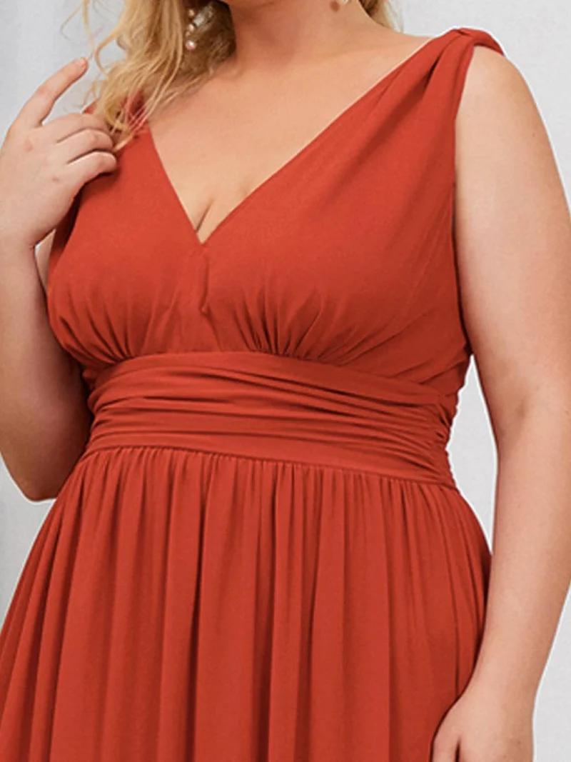pretty HUSH|Robe de demoiselle d'honneur en mousseline de soie à col en V grande taille