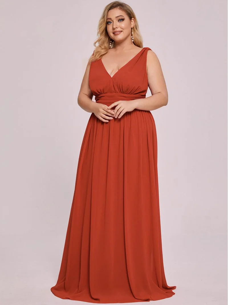 pretty HUSH|Robe de demoiselle d'honneur en mousseline de soie à col en V grande taille